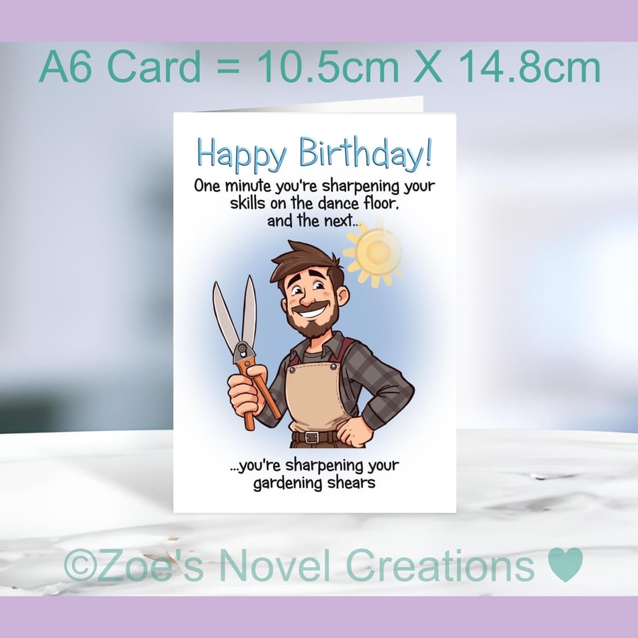 Gardening Shears Birthday Card A6 size 10.5cm X 14.8cm 