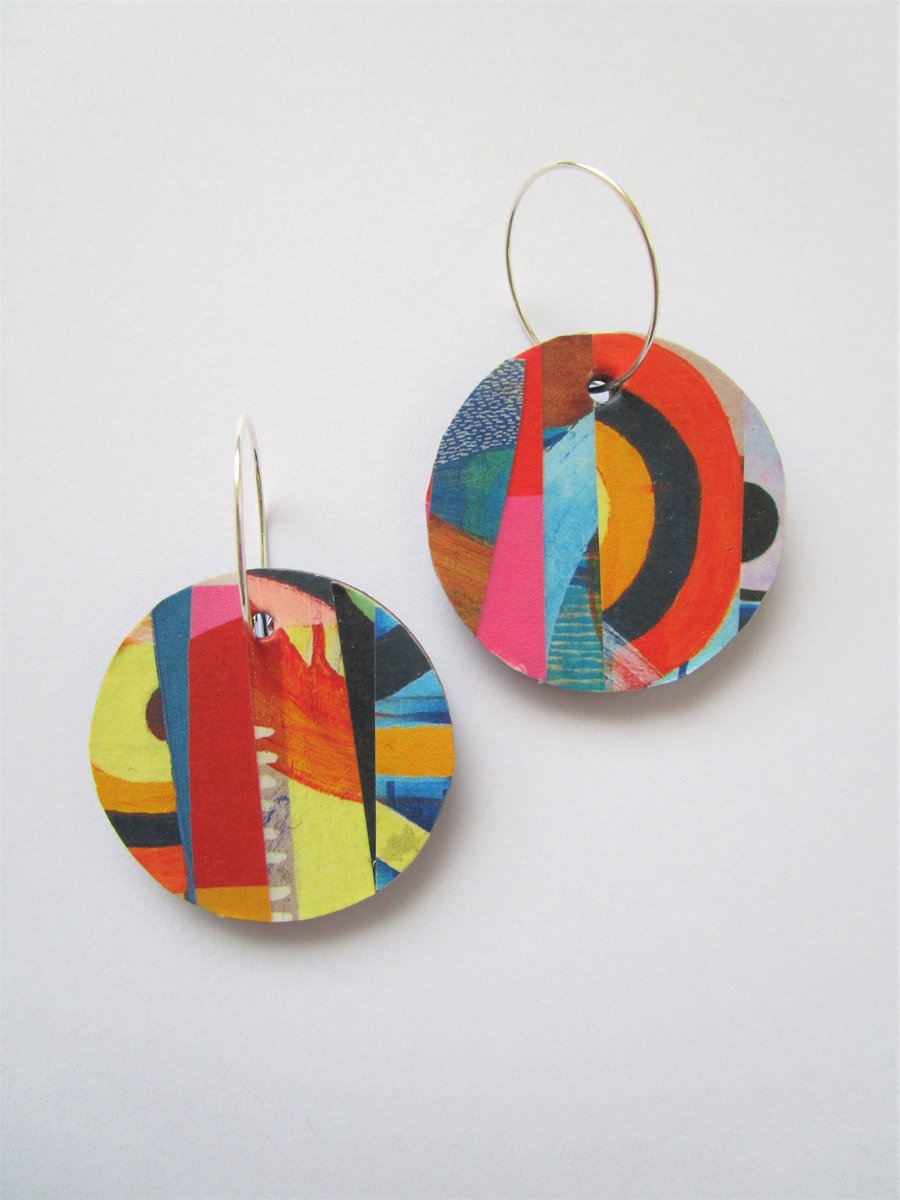Collage Hoop Earring - colourful hoop earrings - bright earrings