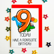 Dinosaur Age Card, 9 Today Have a Roarsome Birthday Card, Dino Card