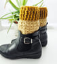 Two-tone Boot Cuffs, Honeysuckle and Sand Crochet Aran Ankle Warmers - Image 4