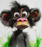 Funny Monkey Watercolour Painting on Paper and Framed (One of a Kind)