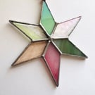 Pale green and pink patchwork stained glass star - Perfectly Imperfect 