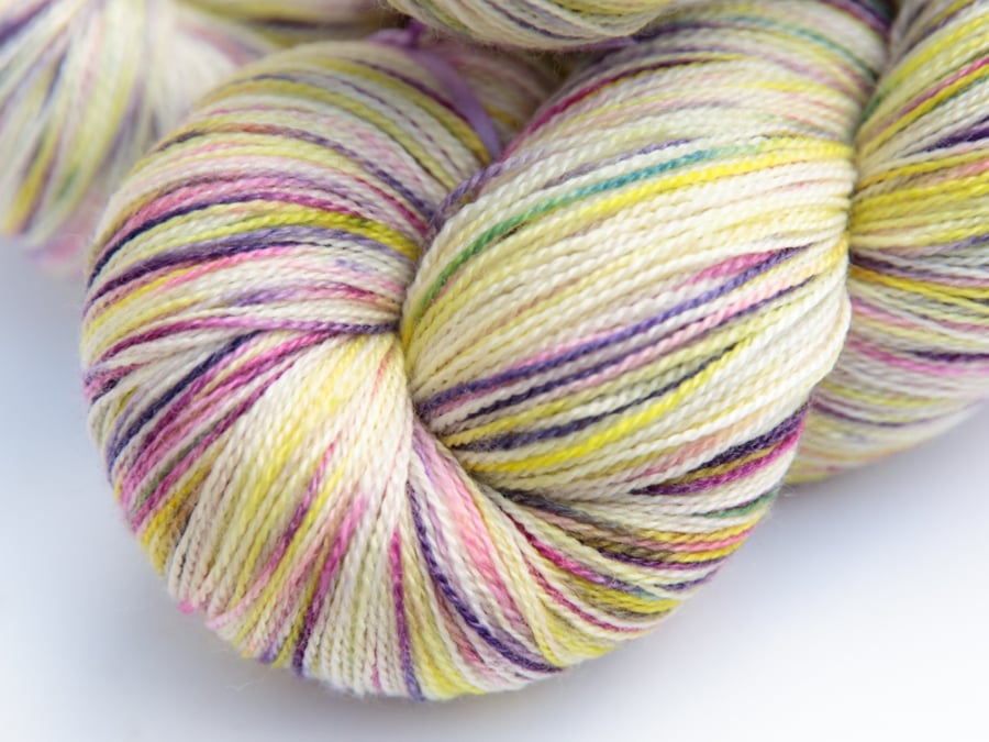 SALE: Spring in the Snow - Superwash merino bamboo laceweight yarn