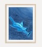 Glowing Sawfish Art Print, Underwater Ocean Wall Art, Marine Life Artwork