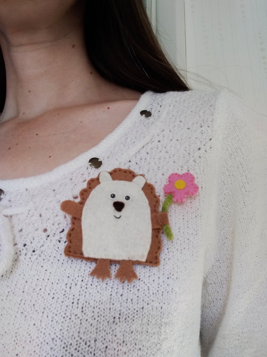 Hedgehog brooch, hedgehog badge, wildlife lovers gift, nature lovers gift, 