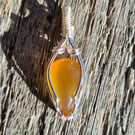 Wire wrapped yellow Chalcedony pendant gemstone necklace 