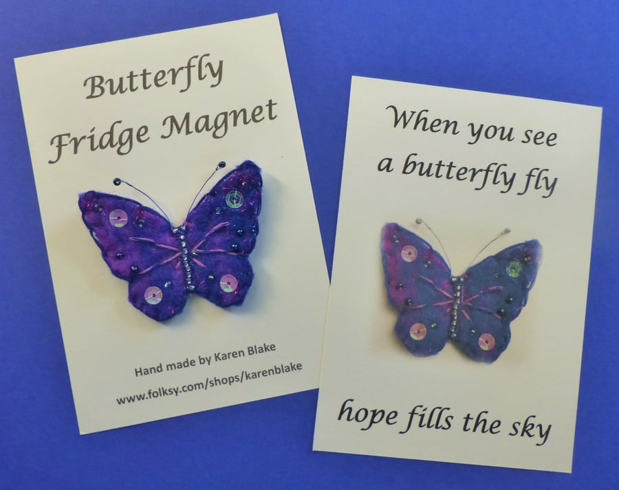 Butterfly fridge magnet 'Purple'