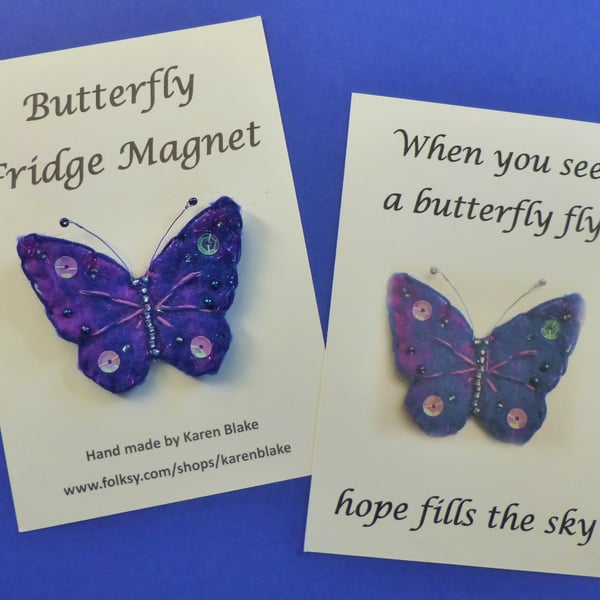 Butterfly fridge magnet 'Purple'