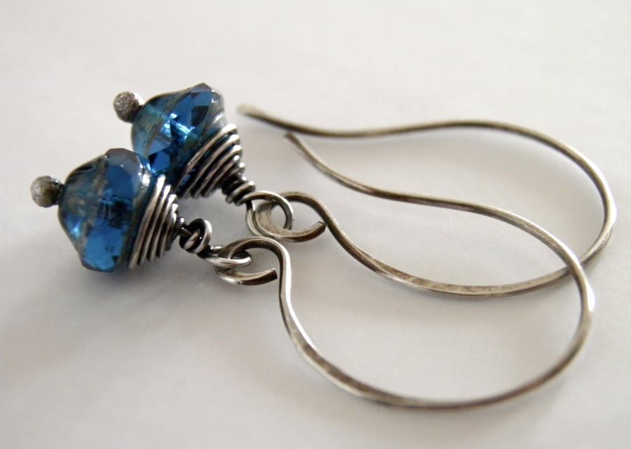 Sapphire Blue Earrings in Sterling Silver