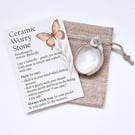 Handmade Ivory White Ceramic Calla Lily Worry Stone - Mindfulness Keepsake Gift