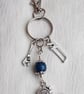 Cool Tools Key Ring No4 - Key Chain - Bag Charm - Blue Wooden Bead. - Image 2