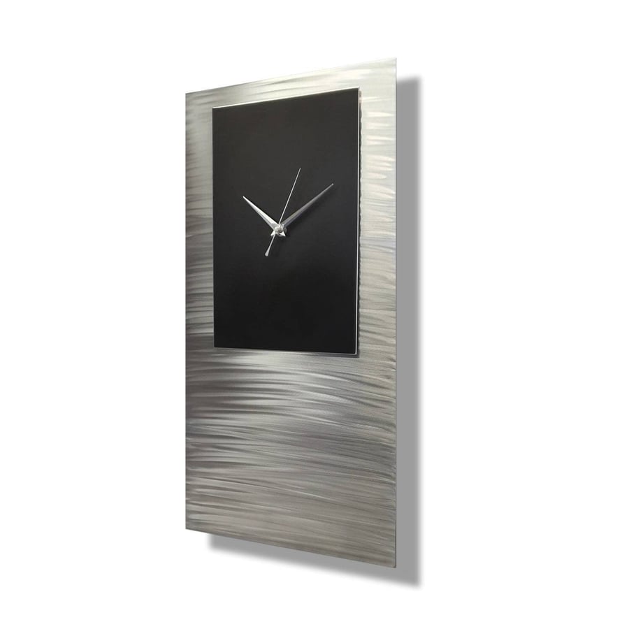 Large Clock, Rectangular Clock, Natural Clock, Modern Clock, silver, Unusual Wal