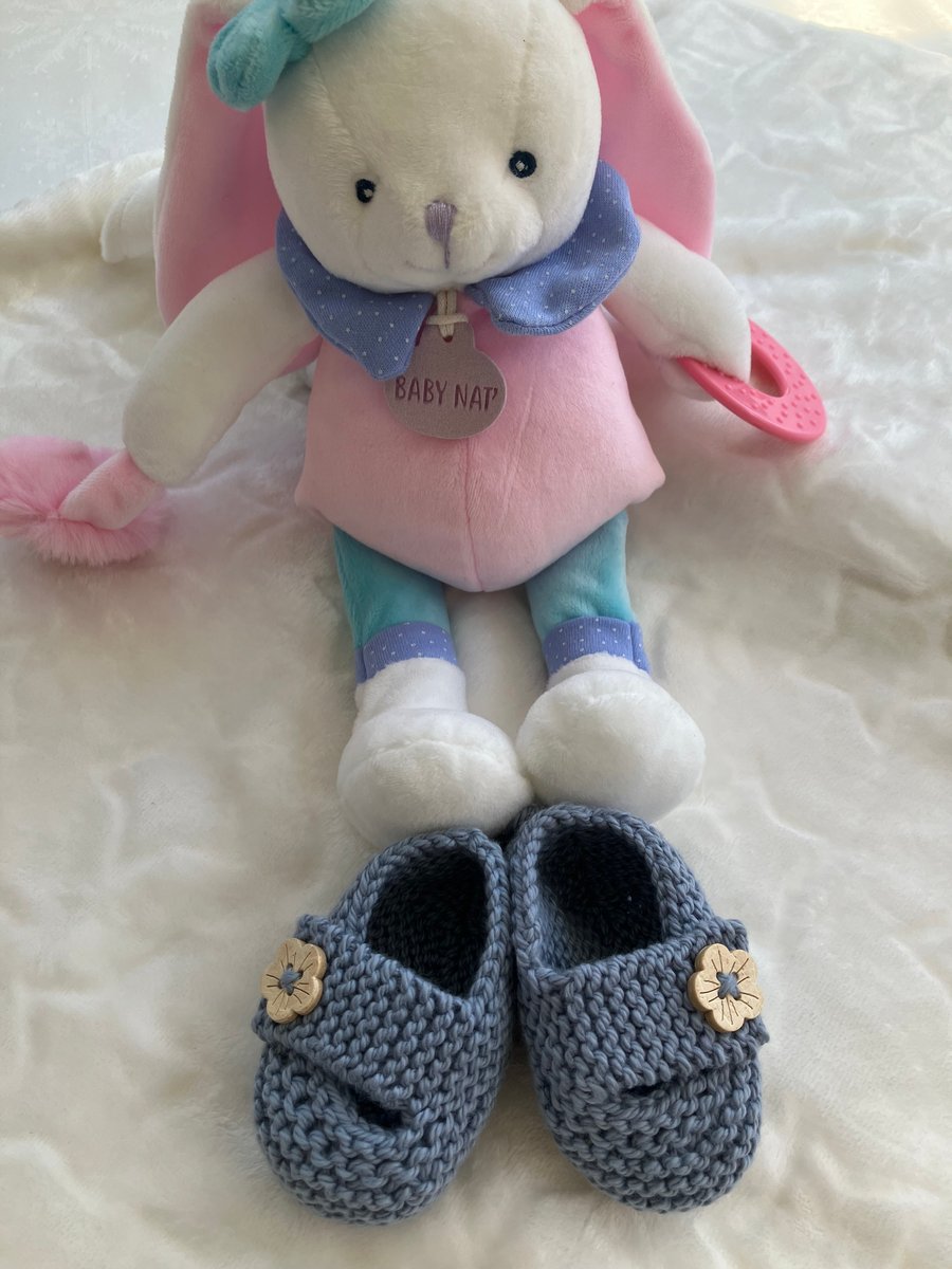 Hand Knitted ‘Keelan’ Chunky Strap Baby Girl’s Shoes (0-3 months)