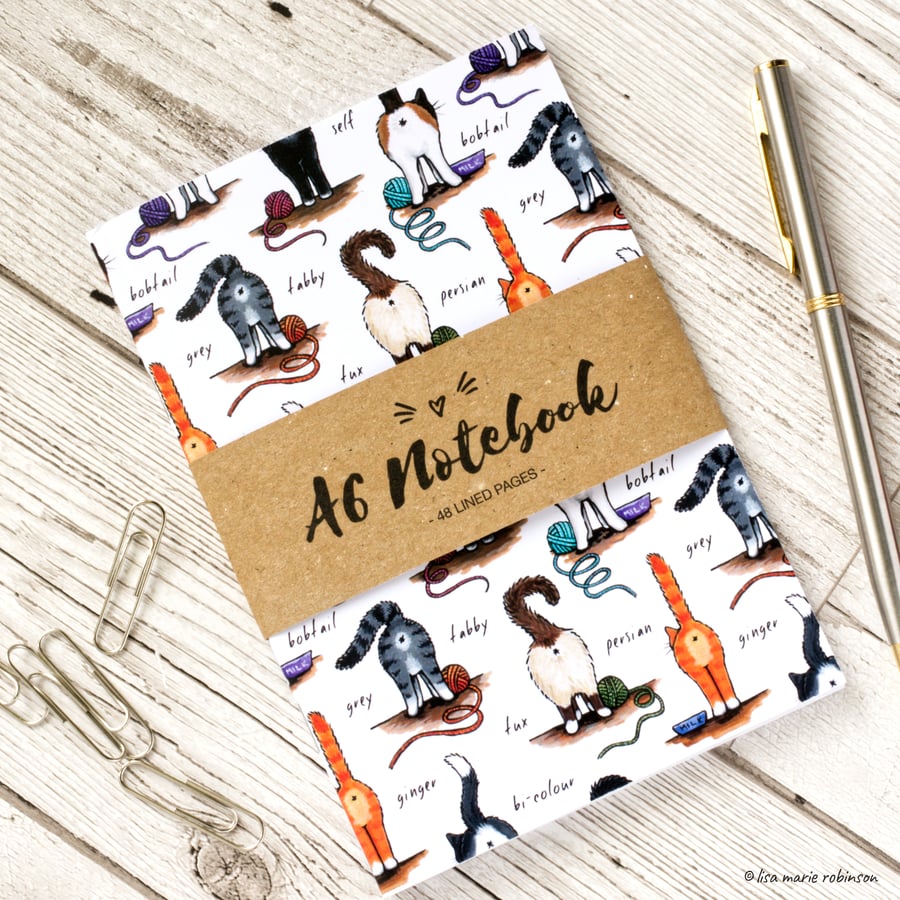 A6 Cat Notebook - Cats' Bums