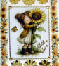 Girl Holding SunFlower - Hand Crafted Decoupage Greeting Card - With Love 3799