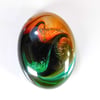 Large Fantasy Oval Cabochon in Green, Brown & Orange, hand made cabochon