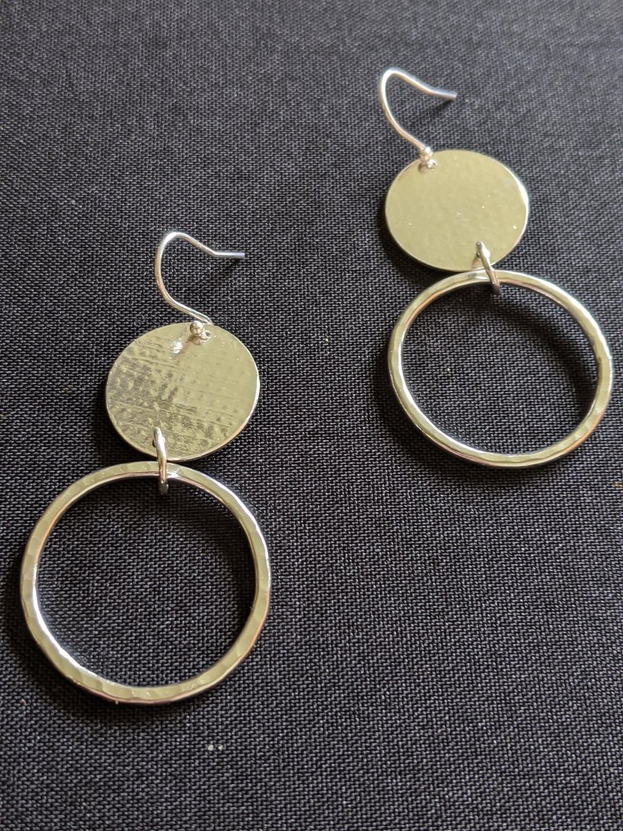 Elegant hammered sterling silver drop earrings