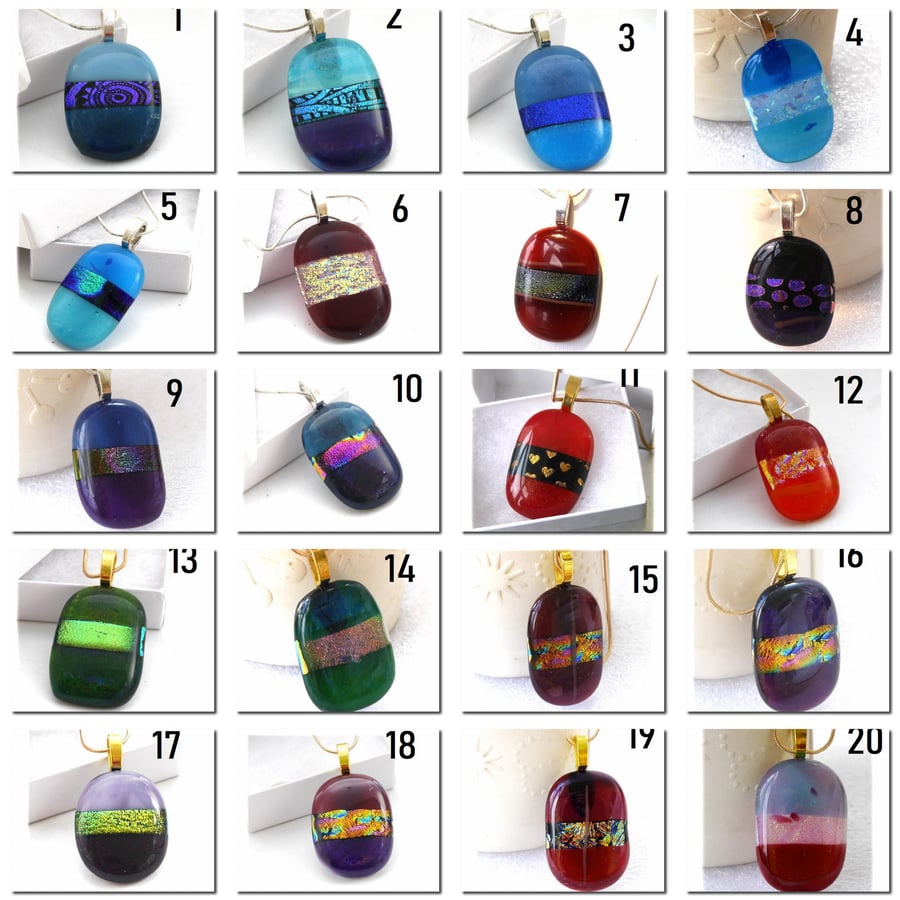 Dichroic Stripe Glass Pendant 20 Colours to choose from.