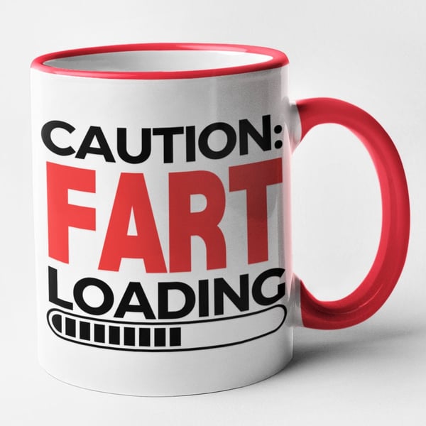 Caution Fart Loading Mug Novelty Funny Coffee Cup Joke Gift Hilarious