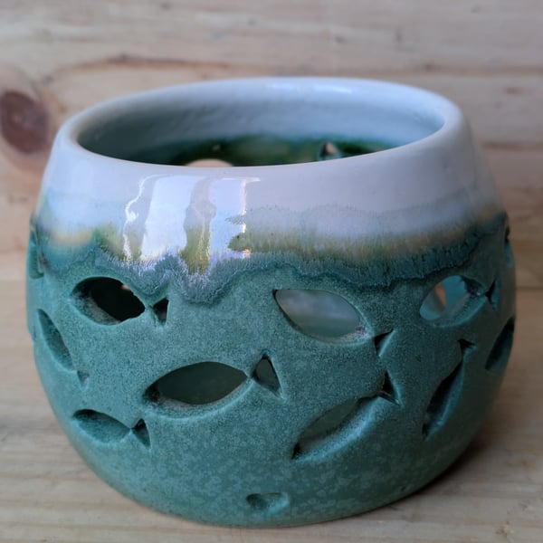 Larger green fishy candle votives