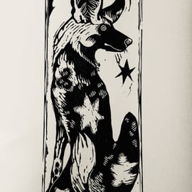 ‘Dog Star’ Wild (Painted) Dog limited edition lino print
