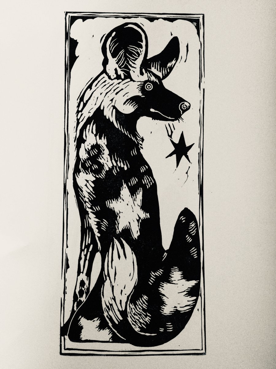 ‘Dog Star’ Wild (Painted) Dog limited edition lino print