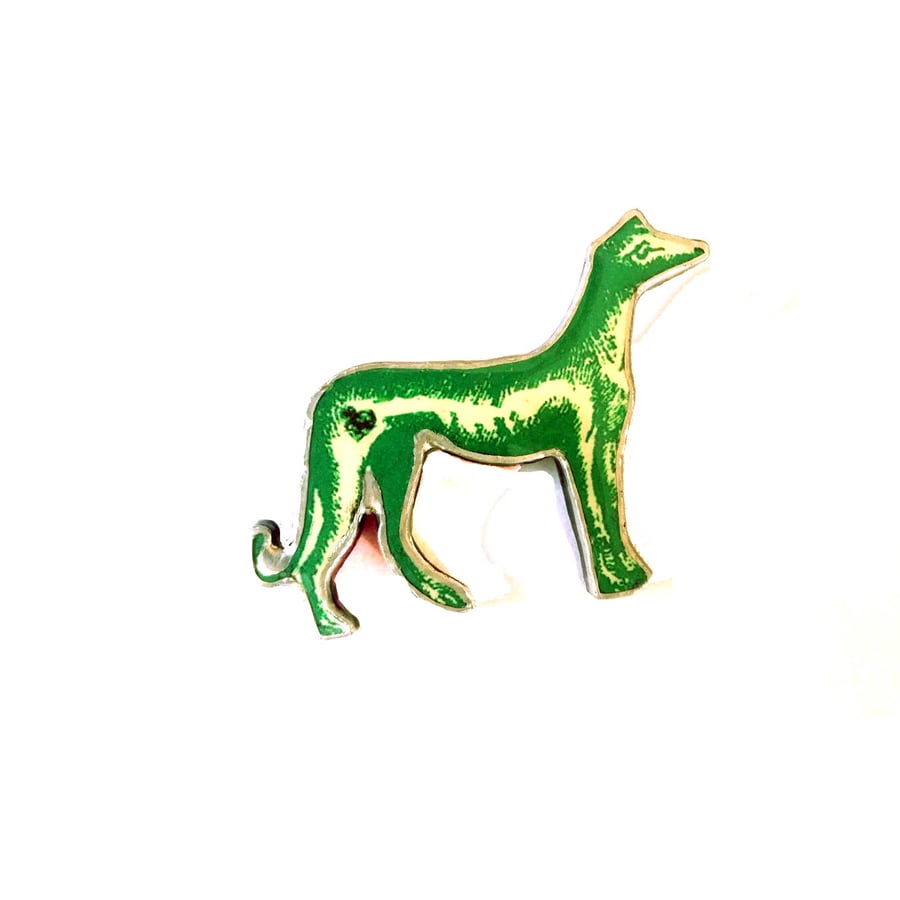 Wonderfully Whimsical  Green Greyhound Dog Brooch by EllyMental
