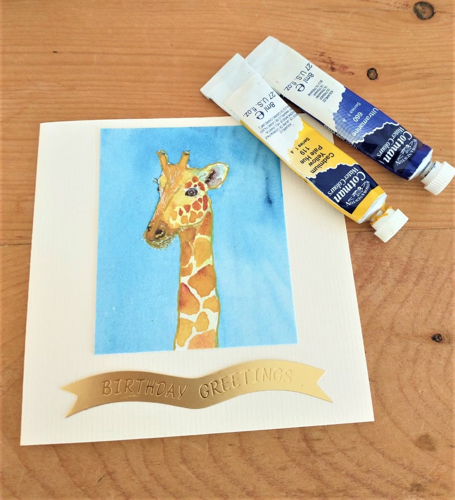 Giraffe watercolour greetings card