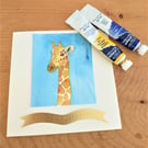Giraffe watercolour birthday card