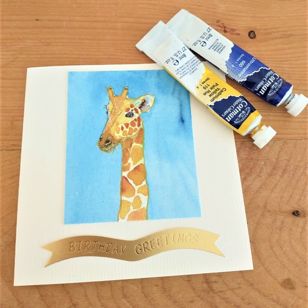 Giraffe watercolour greetings card