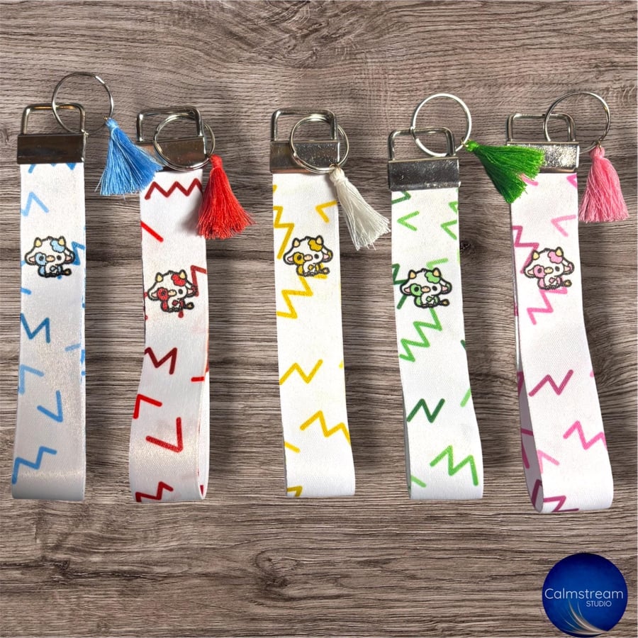 Cow Design Wristlet Keyring Material Fob Style, Mum and Daughter Collaboration