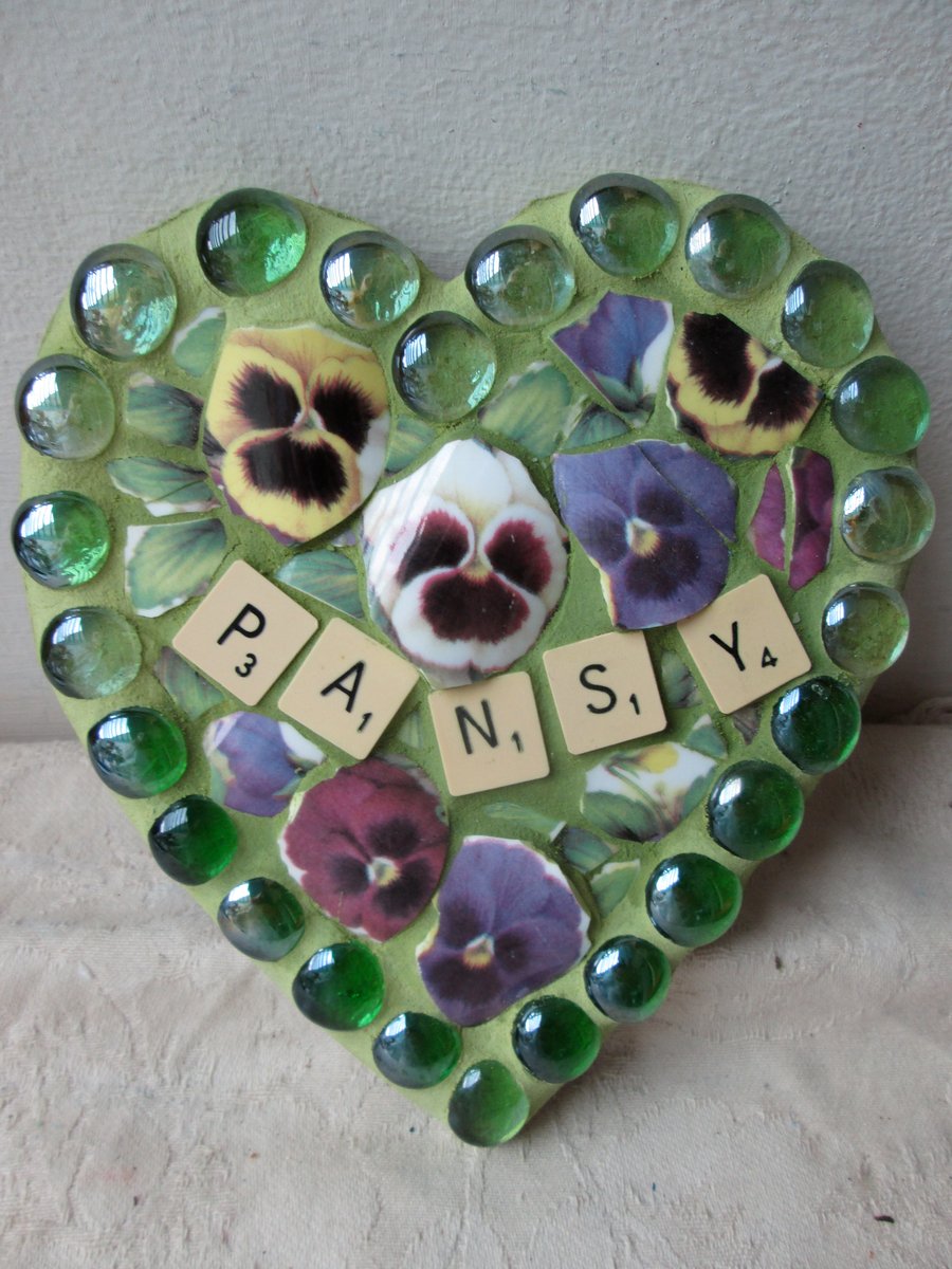 Mosaic Pansy Heart