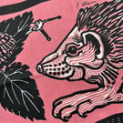 "A prickly pair" -Hedgehogs and snails screen print in plum pink and black inks