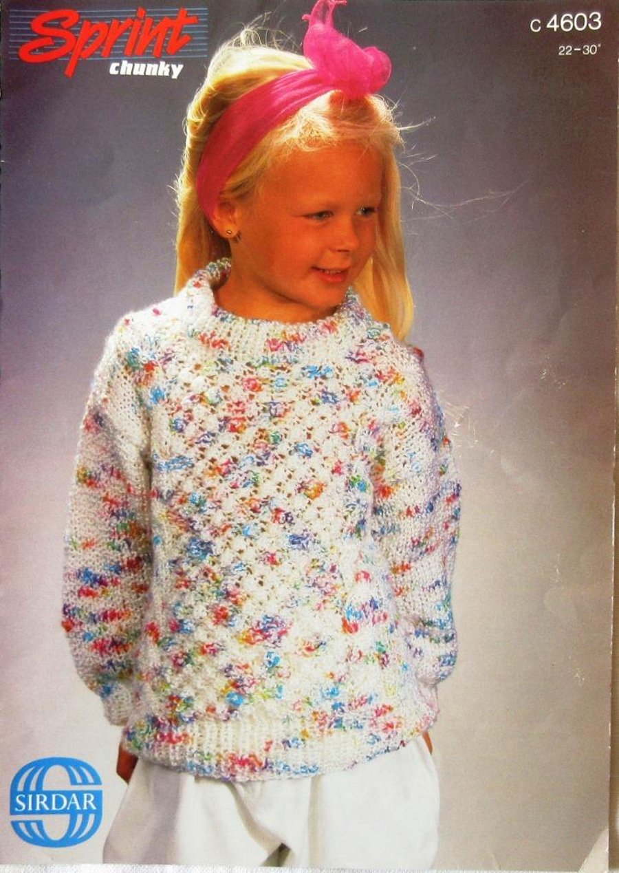 A knitting pattern for a child's sweater in Sirdar Sprint Chunky, sizes 22-30"