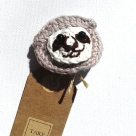 Crochet Sloth Brooch  with Tag 