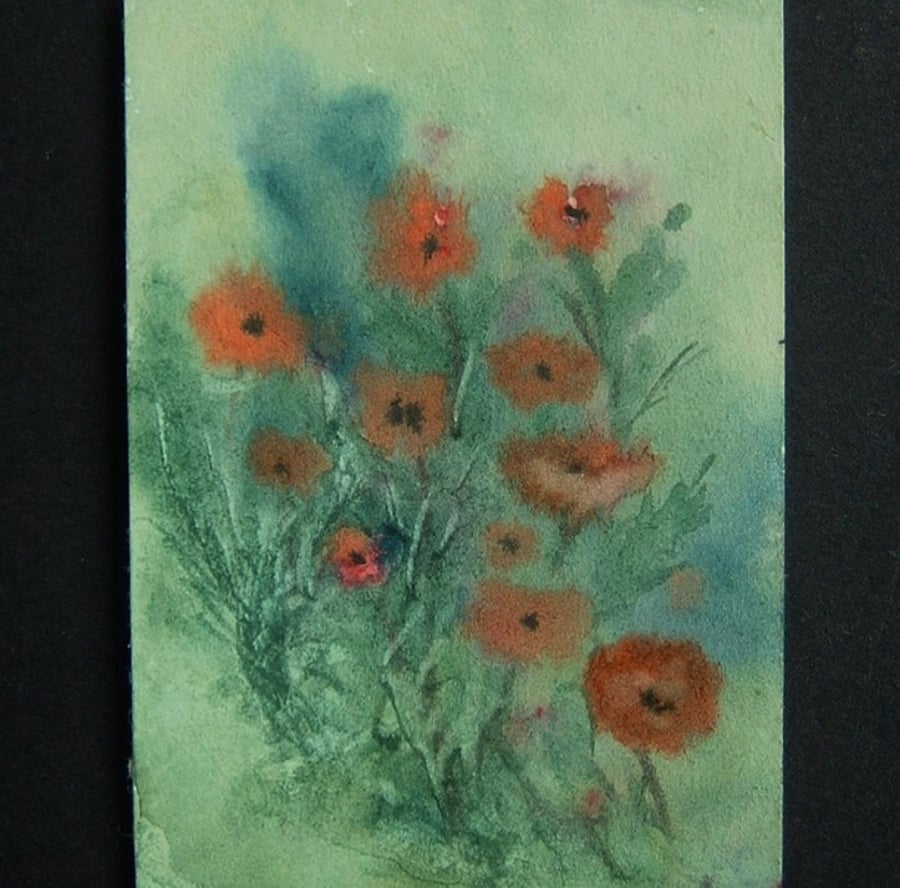 aceo art floral flower painting watercolour ref 561