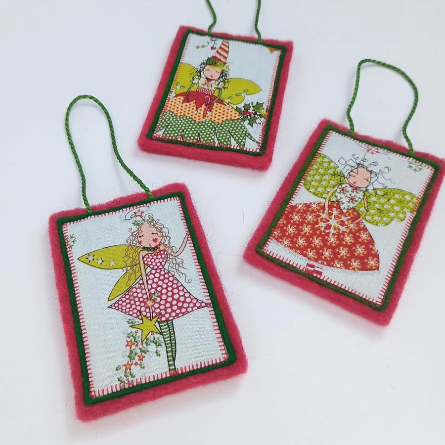 Image of Christmas Decoration Festive Pixie - hanging felt and fabric ornament