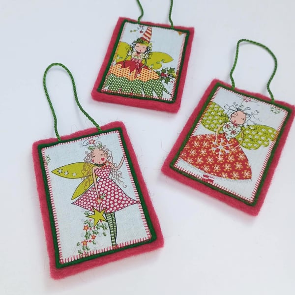 Christmas Decoration Festive Pixie - hanging felt and fabric ornament