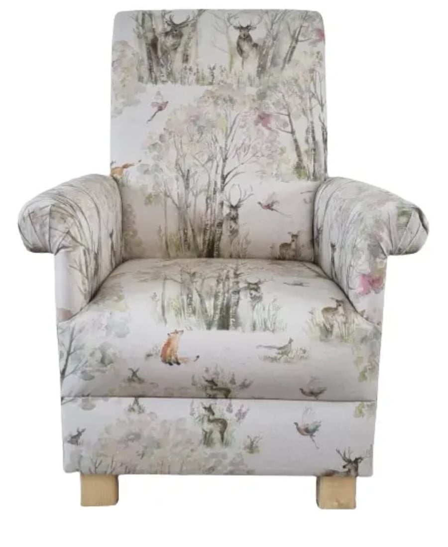 Voyage Enchanted Forest Fabric Armchair Adult Chair Animals Deer Nursery Accent