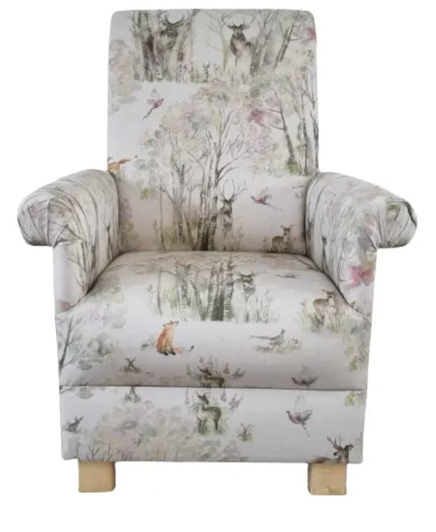 Voyage Enchanted Forest Fabric Armchair Adult Chair Animals Deer Nursery Accent