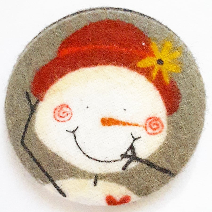 Snow woman 45mm Fabric Badge 