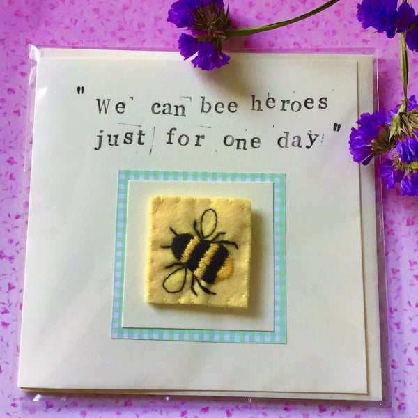 Felt Bee Greeting Card Brooch Combo
