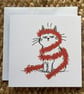 Funny Cat Christmas Card – Grumpy Cat Tangled in Tinsel for Cat Lovers