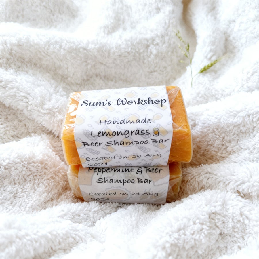 Handmade Beer Shampoo Bar Duo – Lemongrass & Peppermint