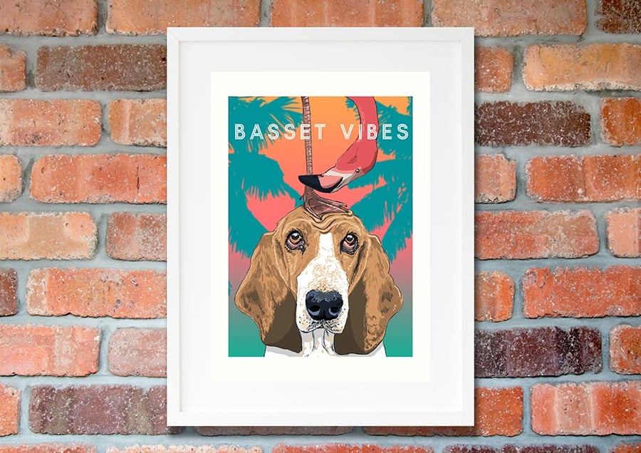 Basset Hound art - Basset dog print - British pop art - Basset print