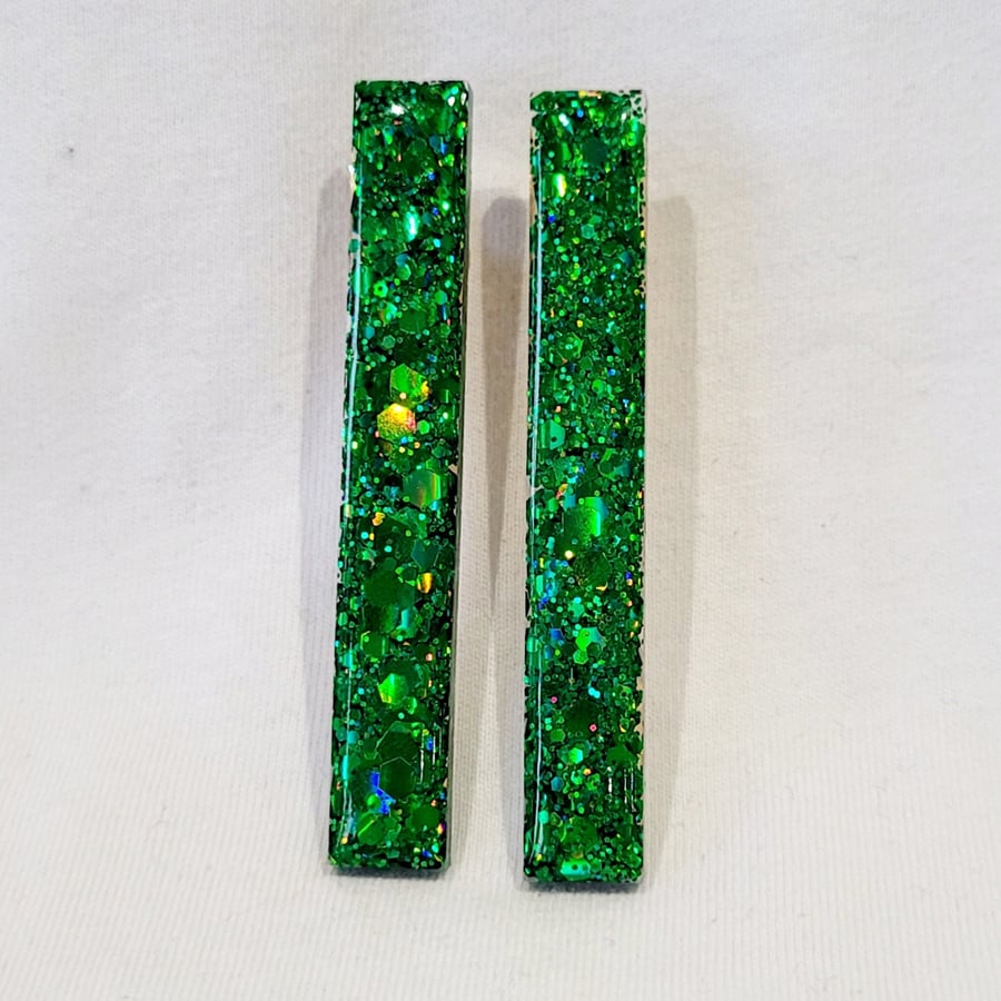 Green Hair Clips Christmas Glitter Hair Accessories