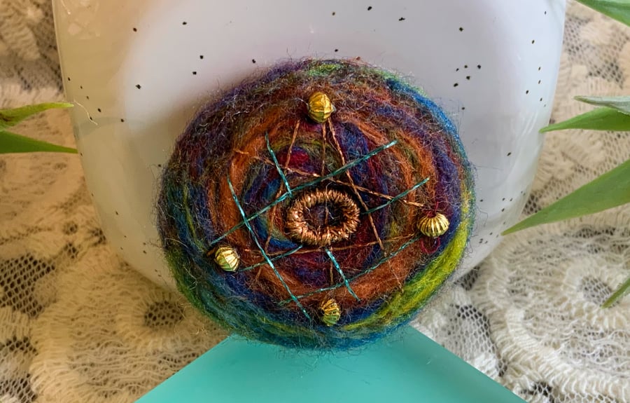 Merino Wool Embellished Brooch.