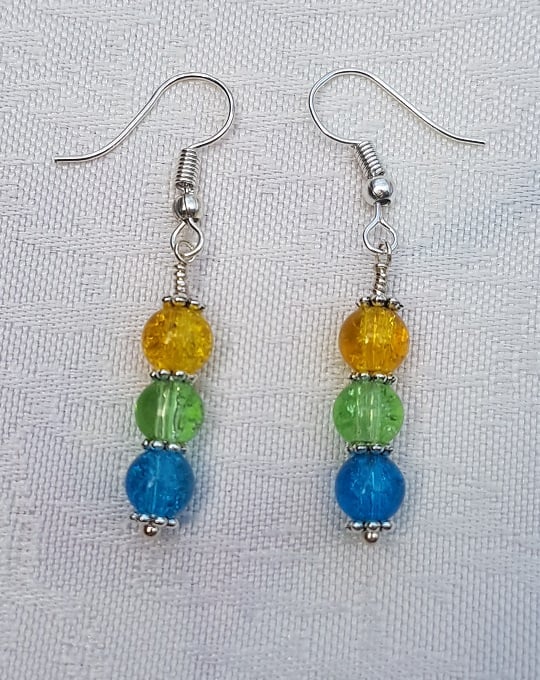 Gorgeous Yellow Spectrum Earrings - Silver tone No12