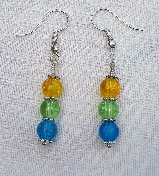 Gorgeous Yellow Spectrum Earrings - Silver tone No12