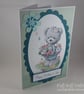 Handmade birthday card - cute bear with flowers - Image 6